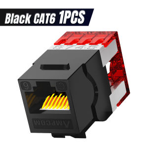 安普康/AMPCOM | AMPCOM Cat6 RJ45 UTP Keystone Jack 180 Degree Punch Down Type 50U Gold Plated Network Plug Module Connector for Office Home