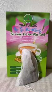 2 hộp trà cuộn lá sen đậu xanh (20 túi nhúng/hộp) trà lá sen đậu xanh rau má thanh nhiệt thải độc mất ngủ hỗ trợ giảm cân TN