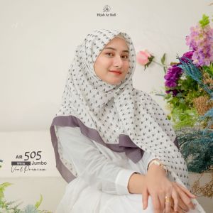 Hijab Arrafi jilbab kerudung segi empat Arrafi 505 jumbo hijab squer terbaru fashion muslim wanita voal motif tepi leser Terbaru