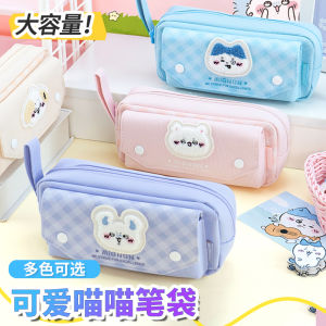 Morning Language Large Capacity Simple Style Girls Pencil Case Kindergarten Childrens Stationery Bag Animal Print Polyester