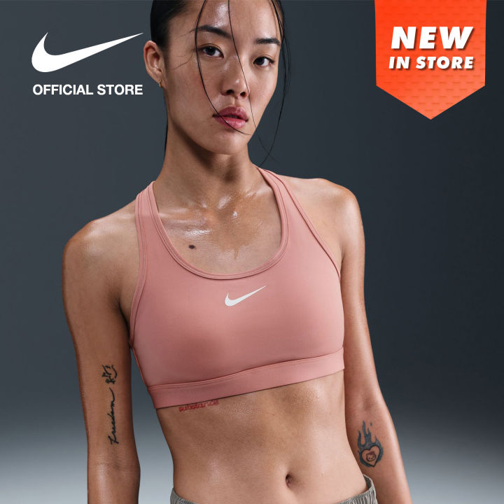 Nike Bra Wanita Swoosh Medium Support Padded Sports Rust Pink