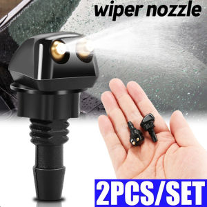 2Pcs Car Windshield Wiper Washer Spray Nozzle Fits Most Car Models Car Dual Holes Windshield Washer Nozzle Water Spray