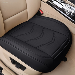 1 pc Luxury Faux Leather Car Seat Covers Front Bottom Seat Cushion Covers Anti-Slip and Wrap Around The Bottom Car Seat Protectors with Storage Pocket Fit 95% of Vehicles