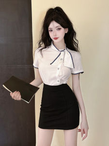 Foot Massage Technician Work Clothes Hotel Front Desk White Shirt Parka Jewelry Shop Beauty Salon Classy Stewardess Business Suit