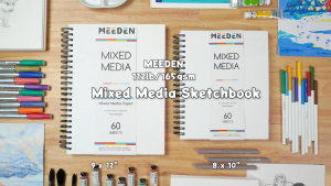 MEEDEN Mixed Media Paper Pad: 112lb/165gsm Spiral Bound Mixed Media Sketchbook with DIY Cover - 60 Sheets Art Drawing Paper Sketch Pad for Artist Adults Painting Writing Sketching