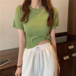 Elegant New Summer French Design Fitted T-shirt Short Style
