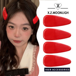 X.z. MOONLIGH Anchor กิ๊บติดผมหน้าม้าสีแดงกิ๊บติดผมสามเหลี่ยม PU คลิปหน้าผากหัวของผู้หญิงที่หนีบกิ๊บผมหน้าม้า