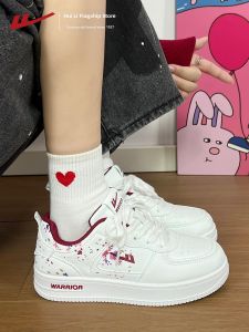 Warrior | Red Warm Plush Shoes Thick Sole Casual 2026 Autumn