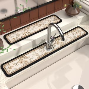 VIKAMA Retro Plant Faucet Absorbent Pad Quick drying Sink Splash proof Tabletop Protective Pad Home Decoration