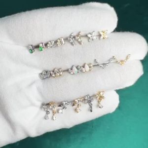 1PC G23 Pure Titanium Cz & Opal Lip Studs Internal Thread Zircon Ear Helix Tragus Cartilage Earrings Body Piercing Jewelry 16G