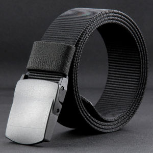 Metal free waist belt anti metal allergy belt mens plastic buckle head security check canvas pants belt