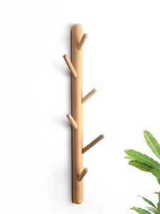 No Drilling Required Solid Wood Branch Coat Rack Wall Mounted Bedroom Living Room Clothes Hook Nordic Style Storage Organizer