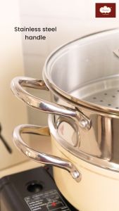 Vantage Iki Cream 28cm Deep Fry Pan with Steamer (New)