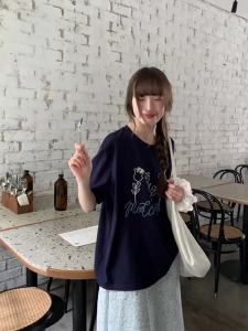 Basic Lazy Atmosphere Casual T-Shirts for Women Short Sleeve