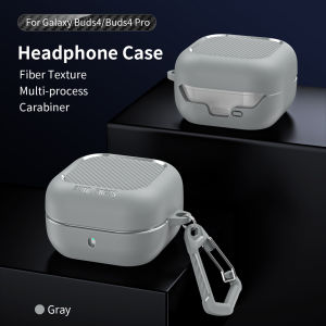 Carbon Fiber Earphone Protective Case For Samsung Galaxy Buds 4 / Buds 4 Pro Cover With Keychain Soft TPU Shockproof Case Fundas