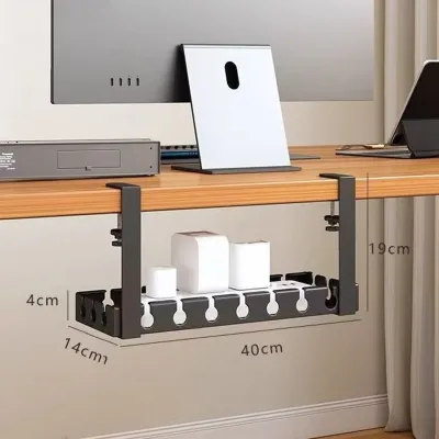 Khay Quản Lý Dây Cáp Dưới Bàn Làm Việc Không Cần Khoan Giá Đỡ Dây Điện Bằng Sắt Bộ Tổ Chức Dây Cáp Kẹp Gắn Cho Bàn Làm Việc Tại Nhà Và Văn Phòng