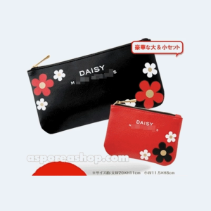 2 Pc MJ Daisy Daisies Flowers Pouch & Purse Set (Red & Black) *GWP*