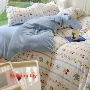 Bộ Drap Giường Jacquard Gauze Đôi Thoáng Khí Chống Bẩn