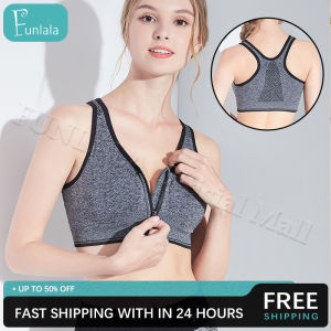 FUNLALA Front Zipper Women Sports Bras Breathable Wirefree Padded Push Up Sports Top Fitness Gym Yoga Workout Bra S-XL