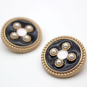 Âu Phục Nút Cài Kim Loại Phong Cách CHANEL Cổ Điển Cúc Cài Ngọc Trai Áo Khoác Dạ Áo Len Áo Dệt Kim Áo Gió Cúc Trang Trí