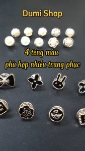 Set 40 khuy cài áo kim loại nhiều họa tiết cực xinh - khuy áo đẹp chống hở hang
