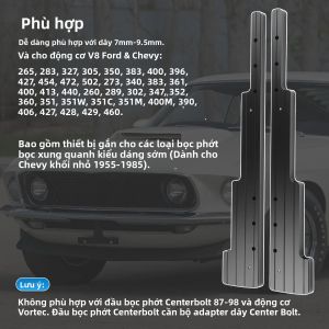 Bộ Giữ Dây Bugi Bằng Hợp Kim Nhôm Đen Cho Động Cơ Chevy SBC BBC SBF 302 350 454 V8 - Bộ Dụng Cụ Thay Thế Dây Đánh Lửa