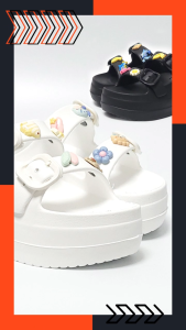Dép Nữ Đúc Liền Khối Siêu Nhẹ Gắn Sticker Đế Cao 6CM - Hàng Chính Hãng - LD5212