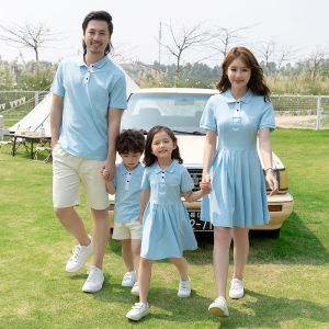 Casual Summer Family Matching Clothes Set for Four People Cotton Material Kids And Parents T-Shirts Spring Trendy Three-Quarter Sleeve