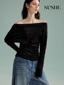 SUSHE | Retro Elegant Velvet Top with Shaping Detail
