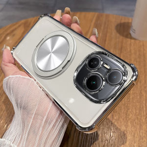 HonorPower Transparent Silicone Phone Case with Stand Built-In Magnet Shockproof Full Cover Soft Shell for Men And Women