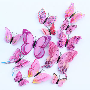 12pcs 3D double-layer butterfly wall sticker decoration living room wedding childrens bedroom decoration DIY wall sticker art butterfly sticker