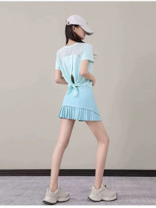 Quần Short Thể Thao Nữ Mùa Hè Mới Chống Ánh Sáng Nhanh Khô Tập Yoga Chạy Bộ Váy Xếp Ly Cạp Cao