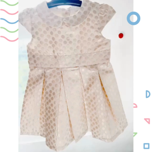 Đầm cho bé gái 2-24m chấm bi ánh vàng cổ sen ngắn tay C&A Váy công chúa dự tiệc Đầm thôi nôi xuất dư cho bé gái
