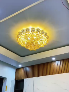Đèn Mâm Pha Lê Ốp Trần Kích Thước Lớn Sang Trọng Hiện Đại Hiệu Ứng Hoa Bướm 2 Tầng Đổi Màu 3 Chế Độ Đẹp Mắt - Bảo Hành 5 Năm