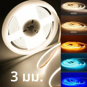 3 มม.บางเฉียบ DC12V 24V สีสัน COB LED Strip 3000K 4000K 6000K หรี่ความเข้มแสงความหนาแน่นสูงยืดหยุ่น 400LEDs สำหรับ DIY ตกแต่งบ้าน