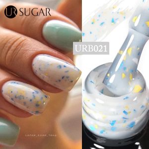UR SUGAR 7ml Glitter Rubber Base Gel Milky Jelly White Gold Foil Sequins Soak Off UV LED Self-leveling Nail Art Varnish Manicure
