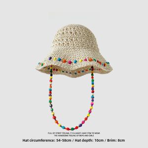 Goldartist Summer New Wide Brim Straw Hat Woven Fisherman Cap Womens Sunshade Beach Hat Casual Style round Top Cap for Youth
