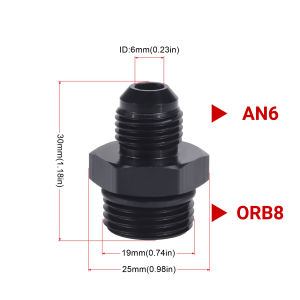 Male Adapter AN6 6AN Fitting Black ORB-6 /-10 /-10 O-ring Boss to AN8 8AN AN1010/ 6061-T6 Aluminum Flare Fitting Car Accessories