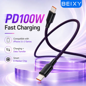 BEIXY PD 100W Fast Charging Cable USB C to USB C Charger Cord for iPhone 17 16 15 Nylon Braided Data Cable for Samsung Google