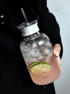 Cốc Thủy Tinh Đựng Nước Ngoài Trời Cho Nam Nữ Sáng Tạo Chịu Nhiệt Độ Cao Có Miếng Đệm Hút Cốc Thủy Tinh in Họa Tiết Tươi Mát