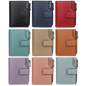 Womens PU Leather Small Compact Bi-fold Zipper Pocket Wallet Card Case Purse