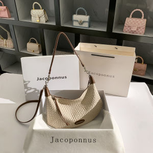 Jacoponnus Luxury Leather Apricot Horn Bag Womens Crossbody Underarm Bag Large Capacity Casual Shoulder Bag Fashion Trend