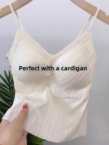 French Pleated Halter Backless Camisole with Built-in Bra Pads