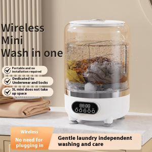 Mini turbo washing machine 3L fully automatic small USB charging portable sock and underwear specific washing machine.
