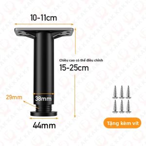 KAK Đen Có Thể Điều Chỉnh Đồ Chân Thép Nhựa Giường Tia Hỗ Trợ Chân Cho Bàn Sofa Hạng Nặng Thay Thế Phần Cứng 15Cm