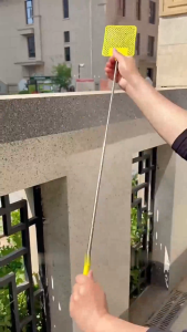 FR-C1359 Raket Lalat Teleskopik Plastik Batang Besi Bisa Panjang Pemukul Serangga Anti Slip Tepokan