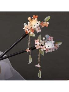 Cat Ball Hairpin Wooden Traditional Chinese Style Hair Accessories for Women Hair Weave Hairpin Fashionable Hair Accessories