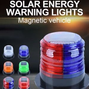 Magnetic Solar Warning Light LED Night Warning Flashing Light Solar Traffic Signal Light Red/Blue
