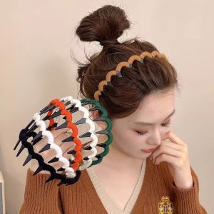 Knitting wool hair band womens high top 2025 new high sense of fashion headband hair clip autumn and winter headwear