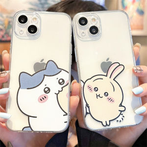 Cute Couple Cartoon Phone Case for Apple 15Promax Transparent Silicone Anti-Drop Shockproof Small Eight Seven Six Models